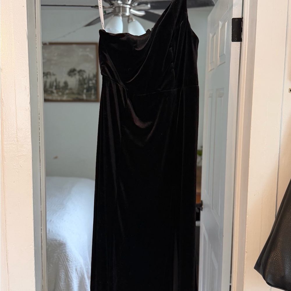 One Shoulder Black Bridesmaid Dress